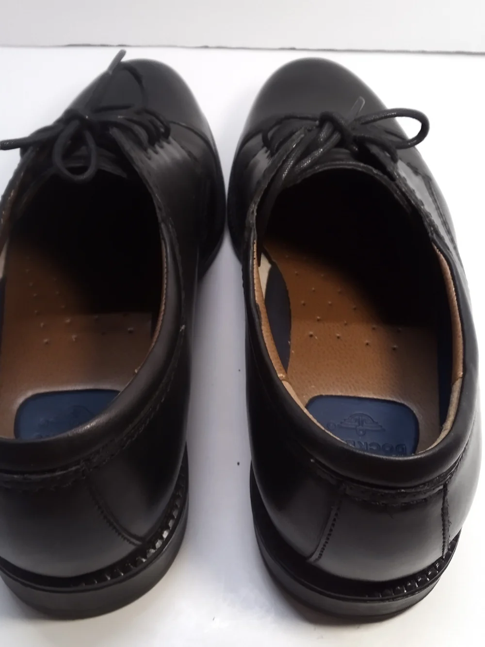 Dockers Black Cap-Toe Leather Derby Shoes Men's 11W